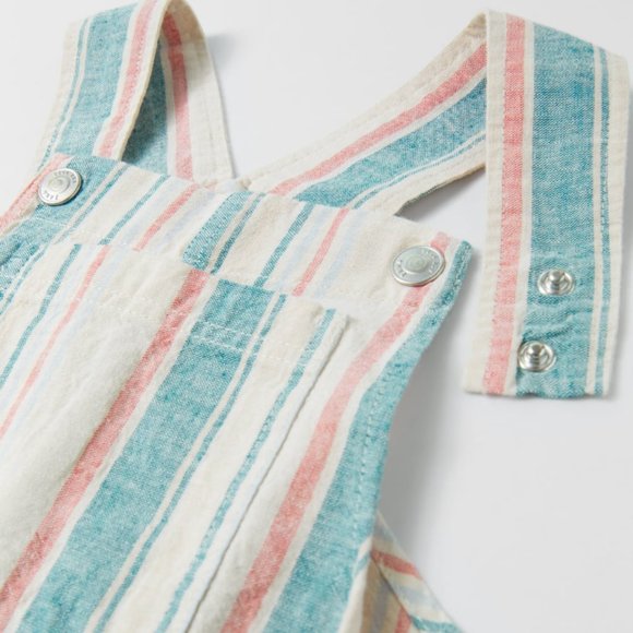 Zara COLORFUL STRIPED OVERALLS NWT - Picture 1 of 3